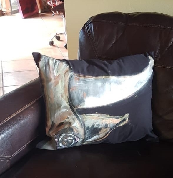 Hand Painted Pillow Cows Head